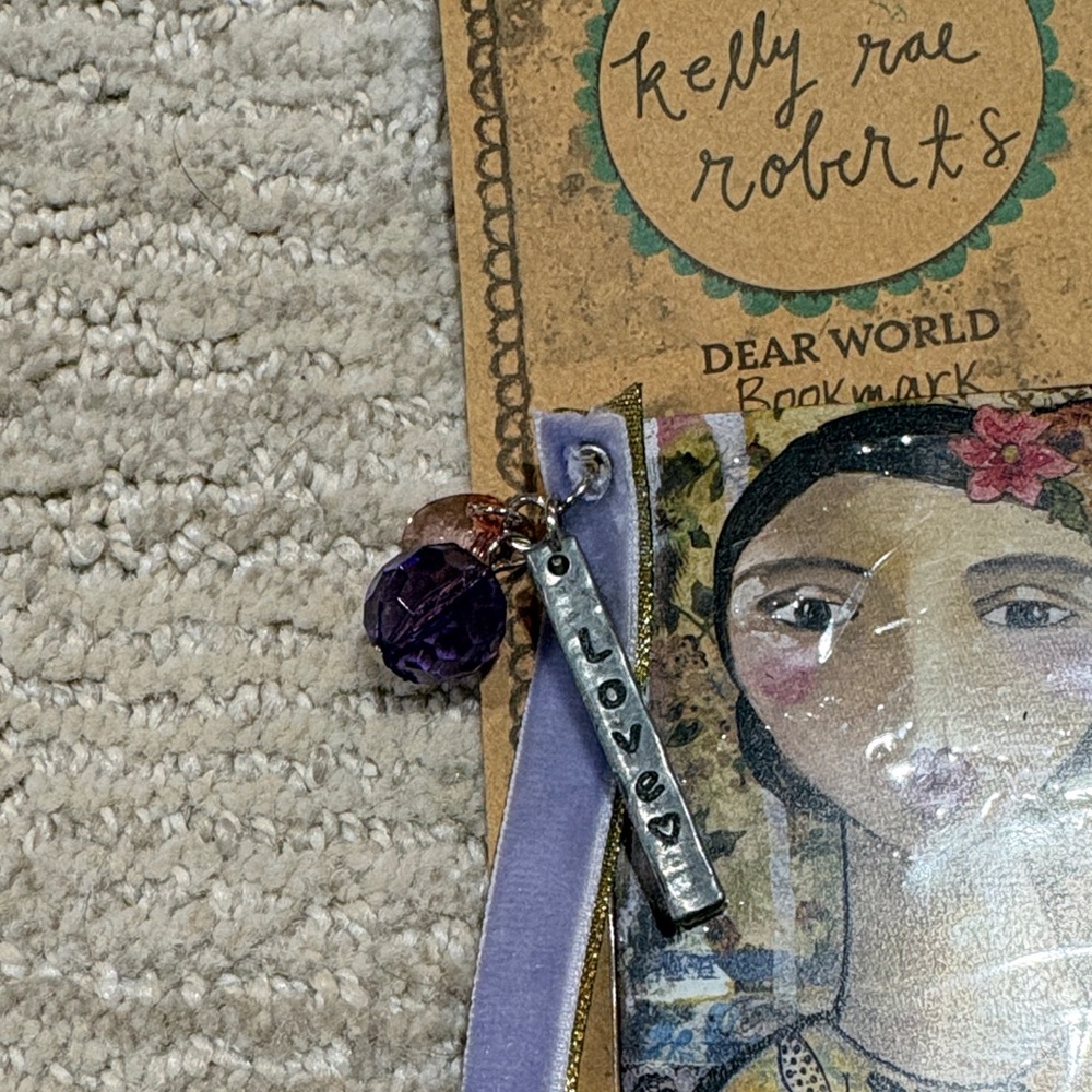 Kelly Rae Roberts Dear World Love Bookmark with Purple Accents - Picture 2 of 6